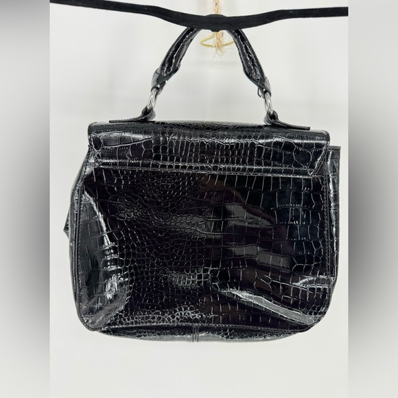 Guess Embossed Bay View Satchel Top Handle Croc Purse - Picture 2 of 15